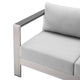 Lounge Loveseat Sofa, Sunbrella, Fabric, Aluminum, Silver Gray, Outdoor