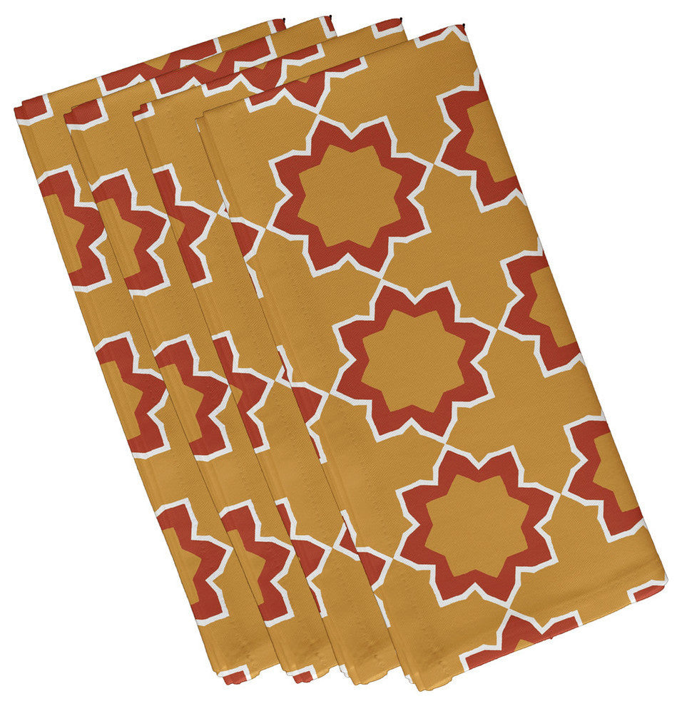 Bohemian 2, Geometric Print Napkin, Gold, Set of 4