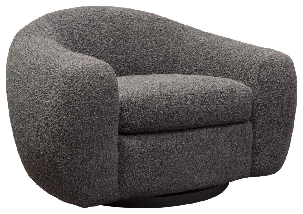 Pascal Swivel Chair With Boucle Textured Fabric, Charcoal