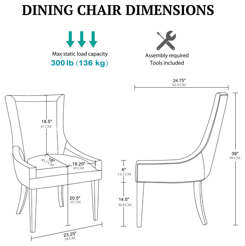 Madison Park Signature Ultra All-Over Welting, Dark Gray, Dining Chairs, Set of 2