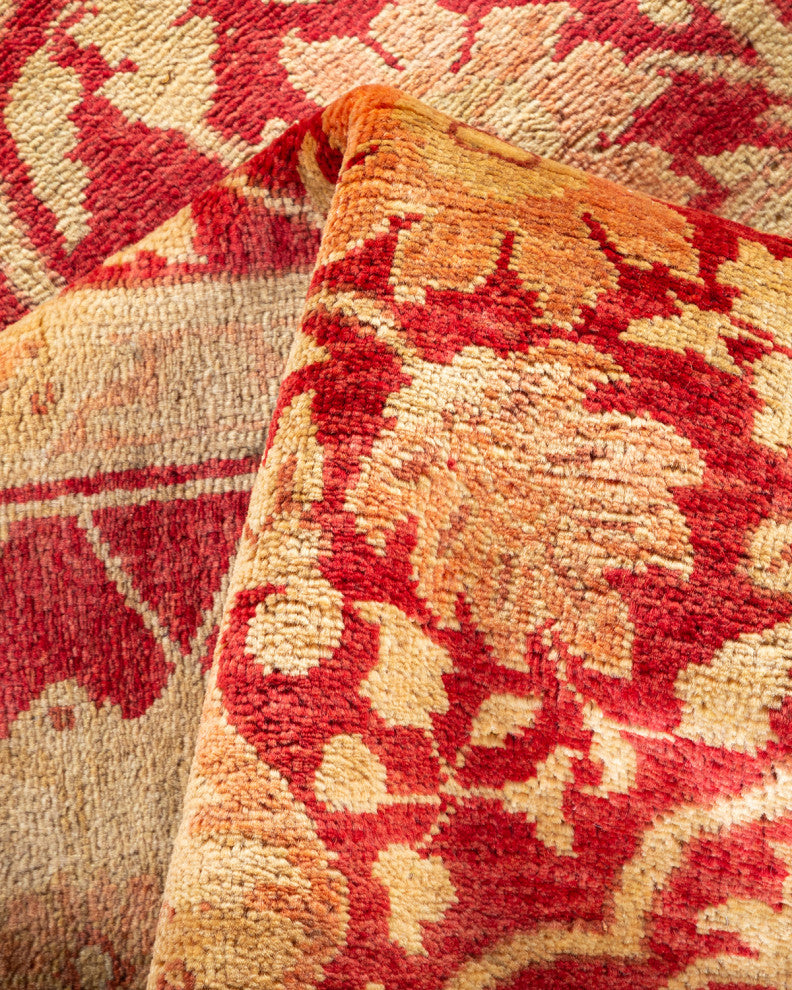 Eclectic, One-of-a-Kind Hand-Knotted Runner Red, 6'0"x15'10"