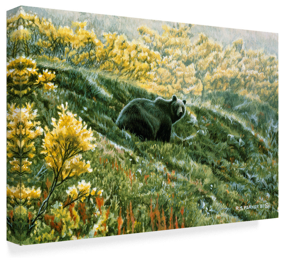 Ron Parker 'Grizzly In The Blueberries' Canvas Art, 47"x30"