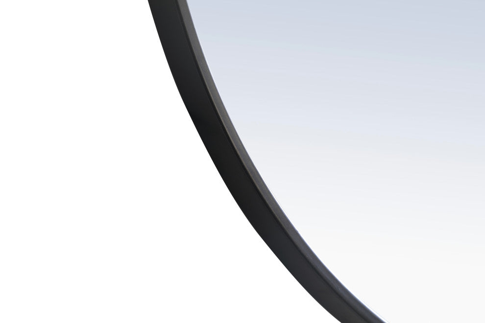 Home Living Metal Frame Round Mirror With Decorative Hook, 36", Black