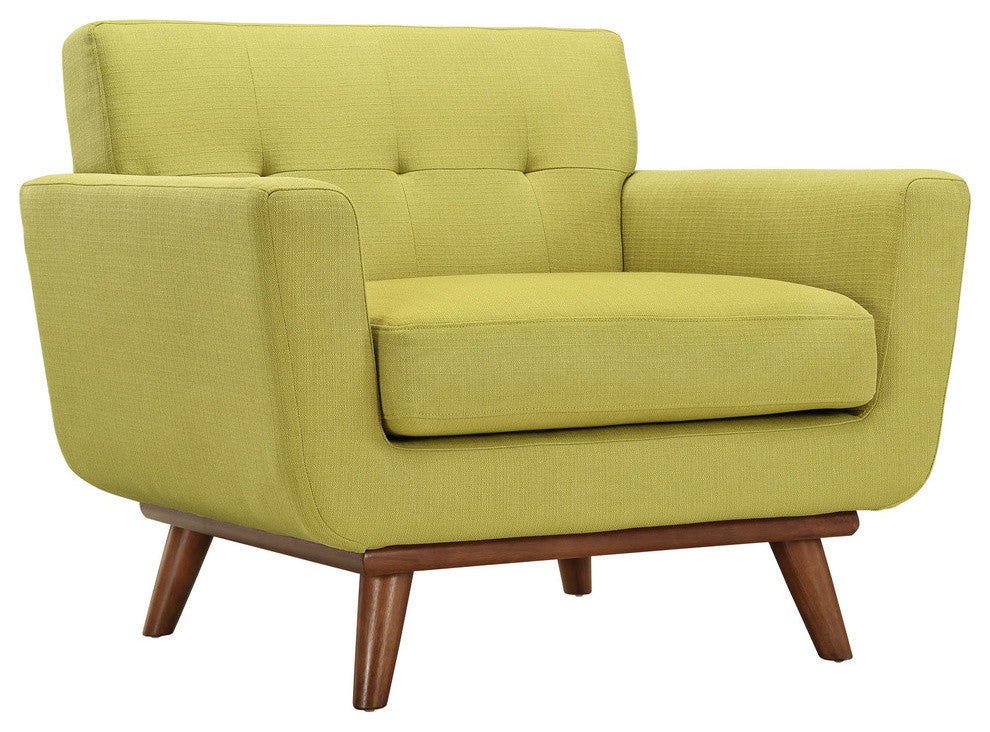 Modern Urban Contemporary Armchair and Loveseat, Wheatgrass Fabric, 2-Piece Set