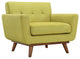 Modern Urban Contemporary Armchair and Loveseat, Wheatgrass Fabric, 2-Piece Set