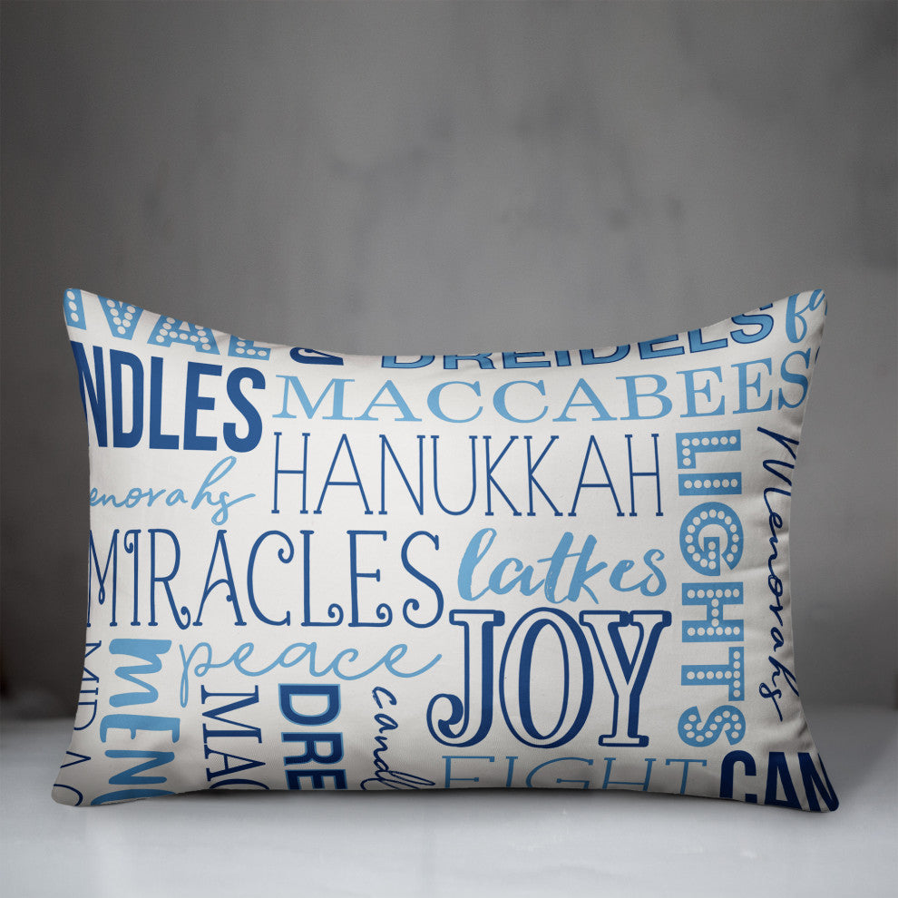 Hanukkah Word Pattern 14"x20" Throw Pillow Cover