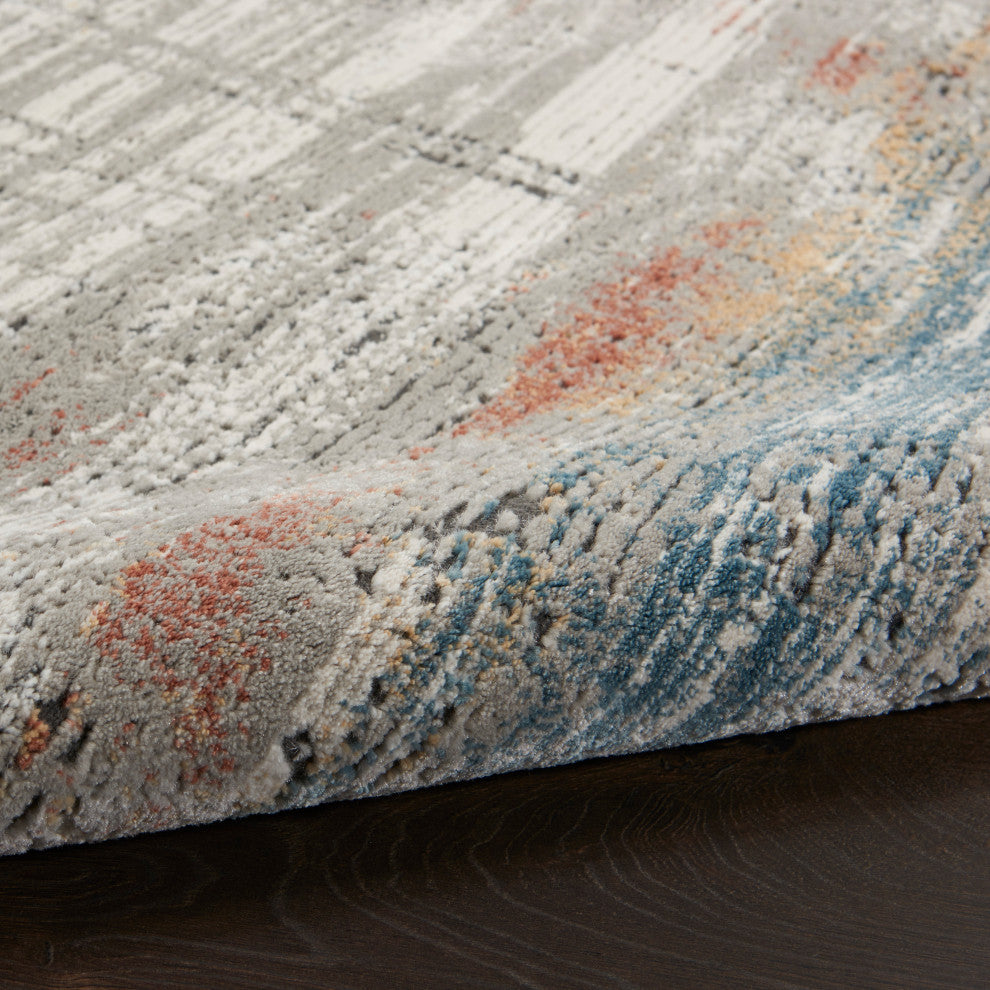 Nourison Rustic Textures Rus12 Rug, Gray and Multi, 5'3"x7'3"