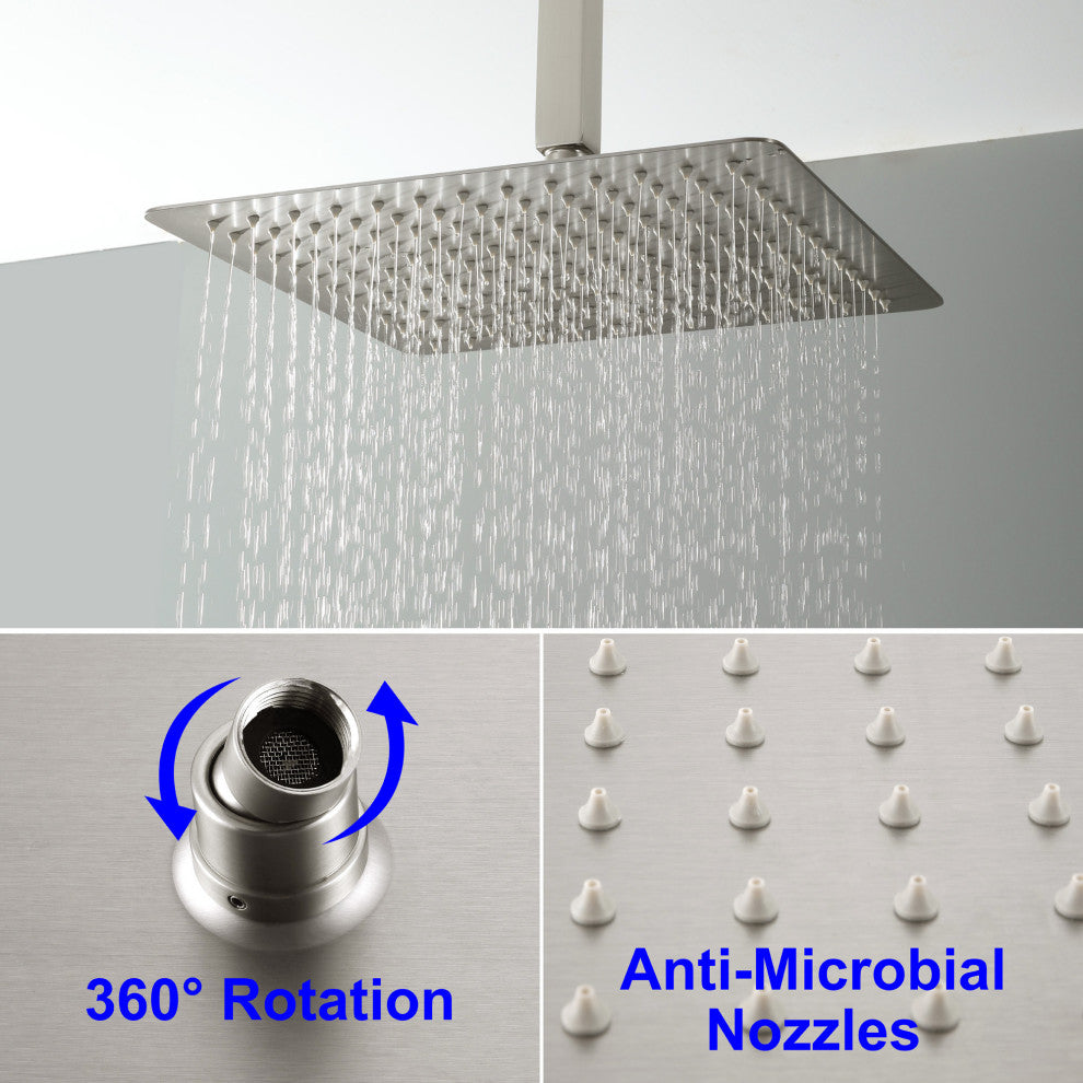 Wellfor Shower Faucet with Rain Shower Head, Handheld Shower and Valve, Brushed Nickel, 10" Shower Head