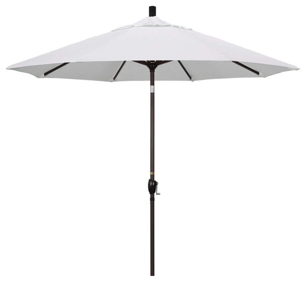 9' Bronze Push-Button Tilt Crank Aluminum Umbrella, Natural Pacifica