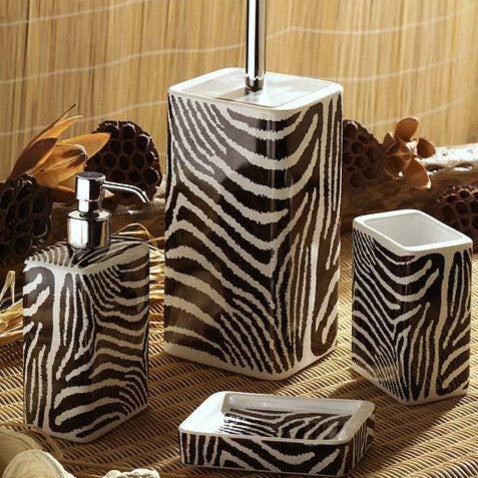 Safari Zebra Design Bathroom Accessory Set