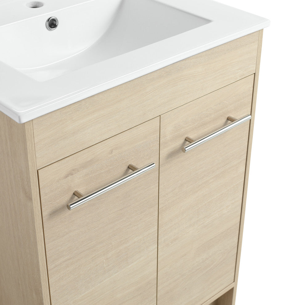 60 inch Plywood Freestanding Bathroom Vanity Set with Integrated Ceramic Sink