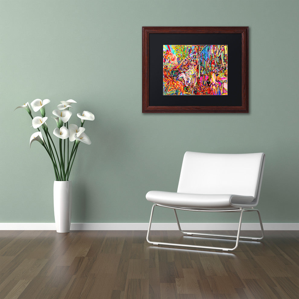 Josh Byer 'Awe Rides A Burning Steed' Art, Wood Frame, Black Mat, 14x11