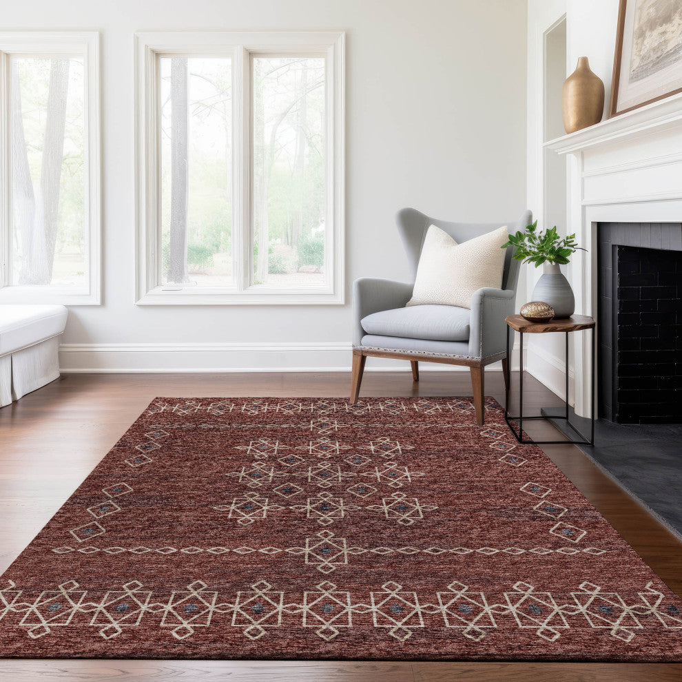 Addison Premium Washable Mayfield AMF109 Red 3' x 5' Rug