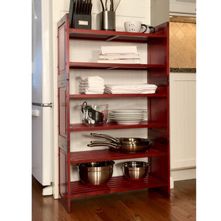 Solid Wood 3-Tier Storage Rack, Red Mahogany