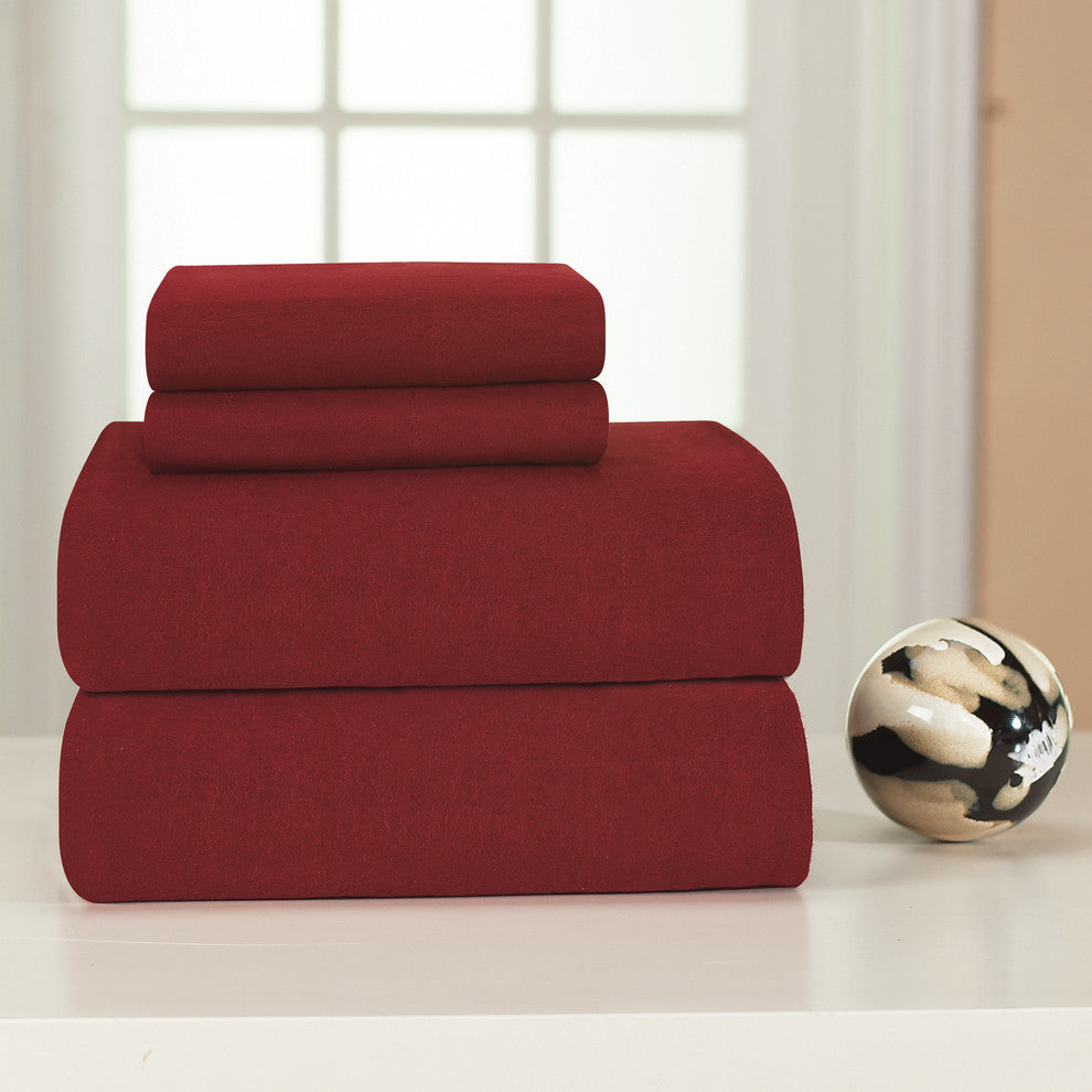 Pointehaven 170 Flannel Sheet Set, Merlot, Full