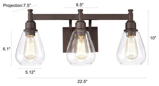 CHLOE Lighting HUDSON Transitional 3-Light Oil Rubbed Bronze Bath Fixture