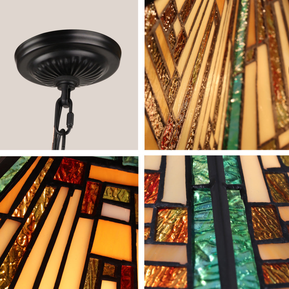 Firman Tiffany 2-Light Mission Ceiling Pendant 16" Shade