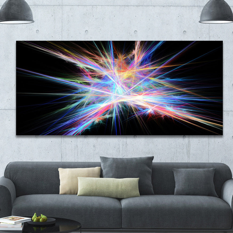 Light Blue Spectrum of Light, Oversized Abstract Canvas Art Print, 60x28