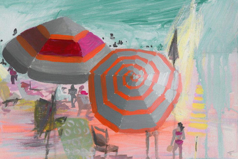 "Beach Festivities" Painting Print on Wrapped Canvas, 24"x16"