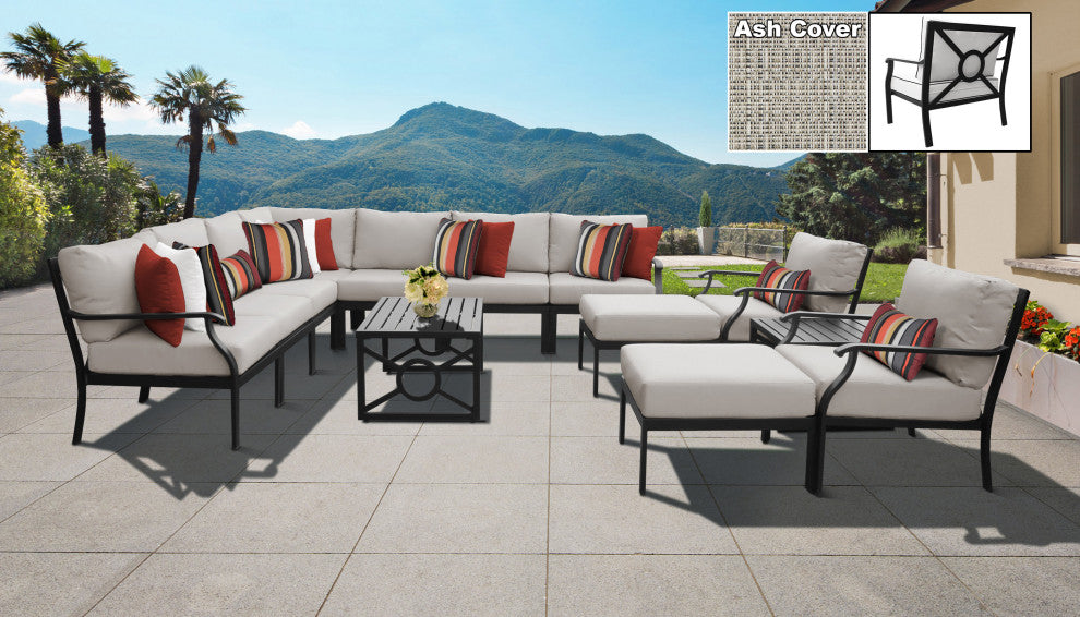 kathy ireland Madison Ave. 13 Piece Aluminum Patio Furniture Set 13a, Truffle