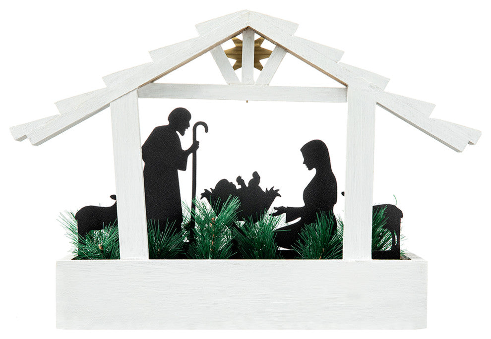 13.5"L Wooden Nativity Table Decor
