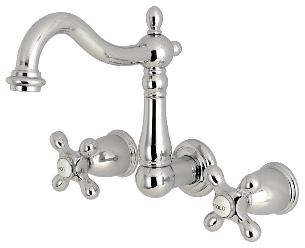 Kingston Brass Wall Mount Bathroom Faucet, Polished Chrome