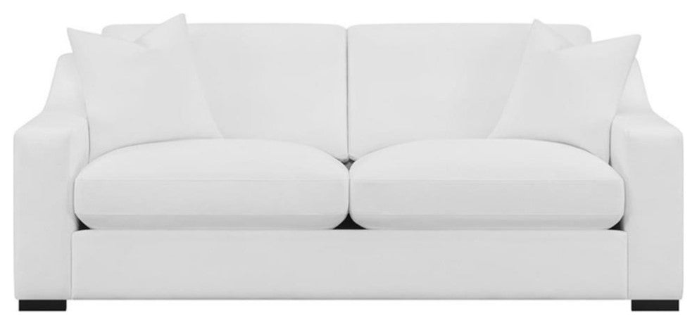 Coaster Ashlyn 3-piece Fabric Upholstered Sloped Arms Living Room Set in White