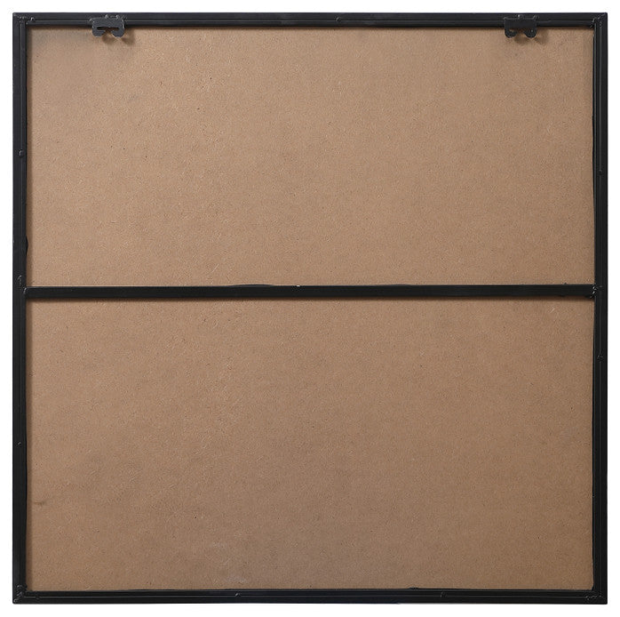 Home Living Metal Frame Square Mirror 30 Inch, Black