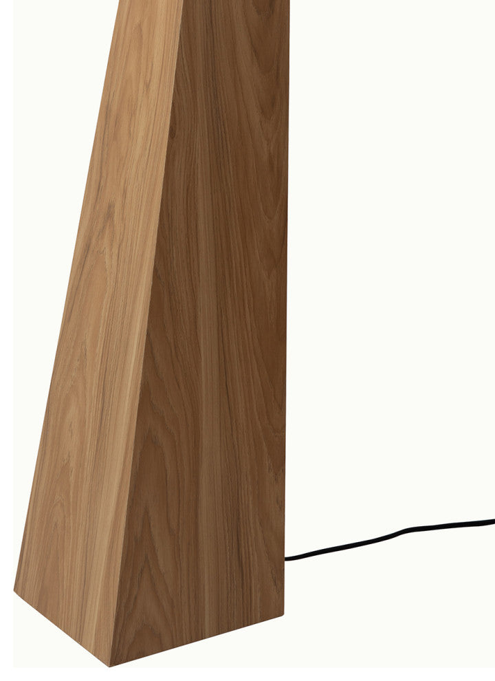Obelisk Floor Lamp - Natural Ash Wood Finish, White Cotton-Linen Shade