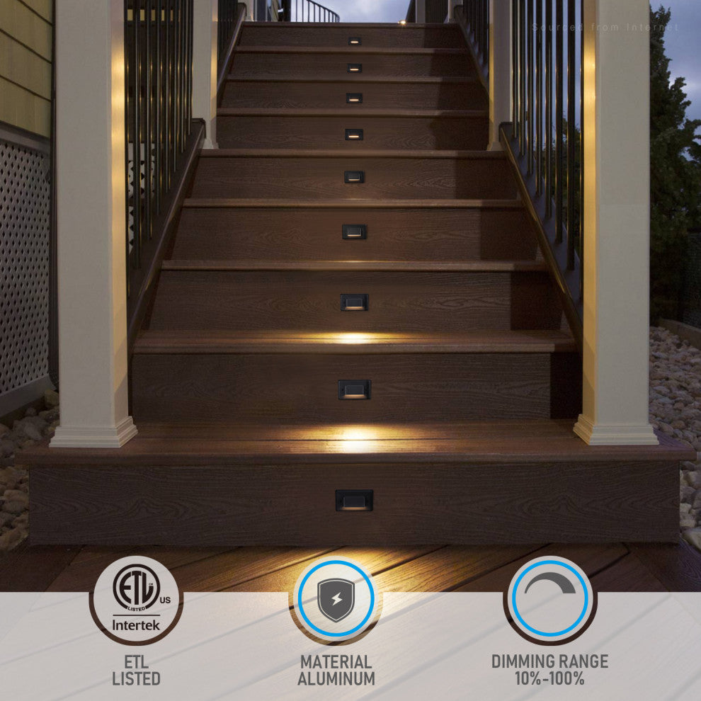 6 Pack LED 3CCT Deck Stair Light, 3W Commercial Dimmable Step Light