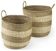 Set of Two Round Wicker Storage Baskets