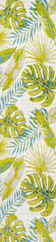 Monstera Tropical Leaves Ivory/Green 2'x8' Runner Rug