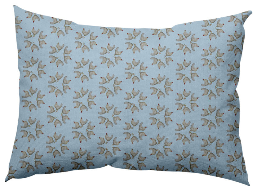 Chickens-go-round Easter Decorative Lumbar Pillow, After Rain Blue, 14x20"