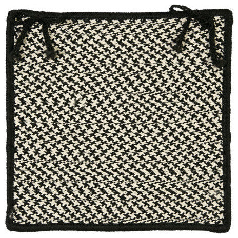 Colonial Mills Chair Pad Outdoor Houndstooth Tweed Black Chair Pad
