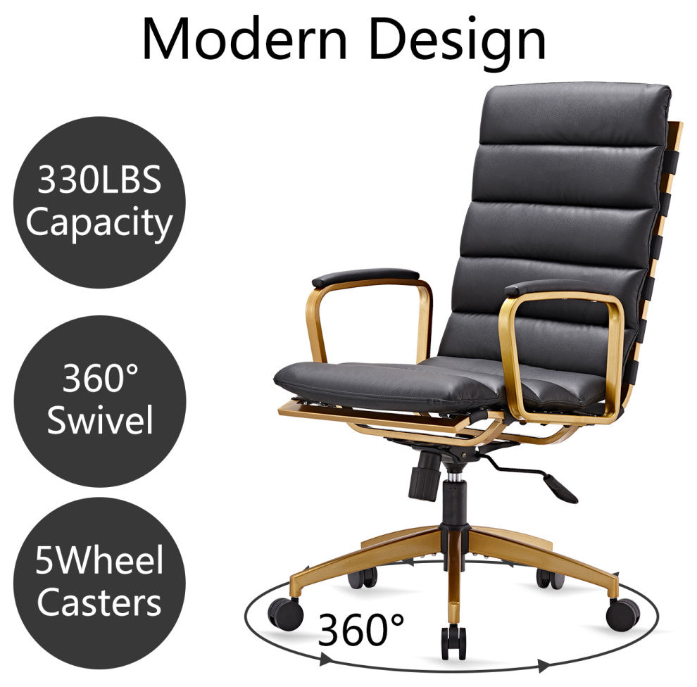 LUXMOD Gold Office Computer Desk Chair Ergonomic Executive Chair, Gold Black