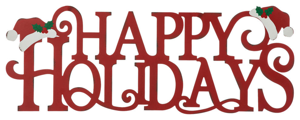 24"L Metal "HAPPY HOLIDAYS" Christmas Wall Decor