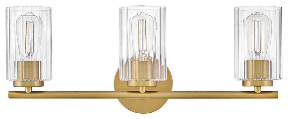 Lark Leta Medium Three Light Vanity, Lacquered Brass