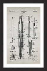 "Pencil 1955 Old Paper" Framed Painting Print
