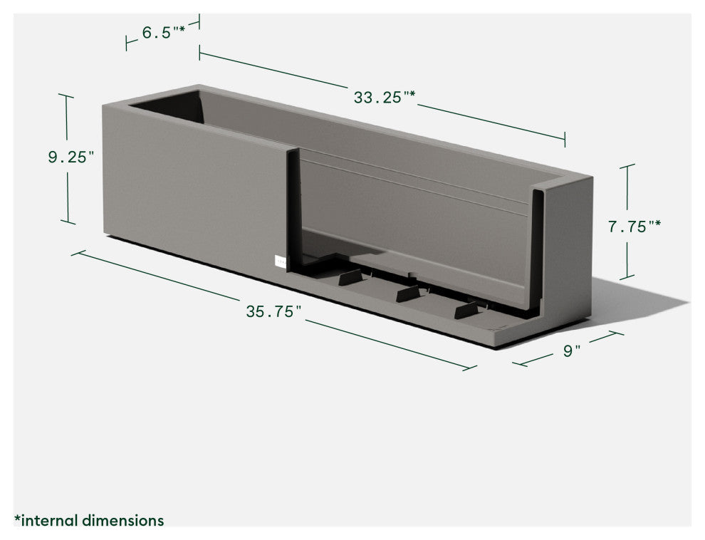 Veradek Block Series Trough 36" Planter, Grey