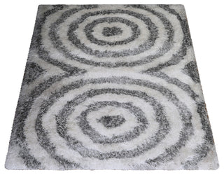HAND TUFTED SHAG POLYESTER ECO-FRIENDLY AREA RUGS -  Gray&White Color, Geometric