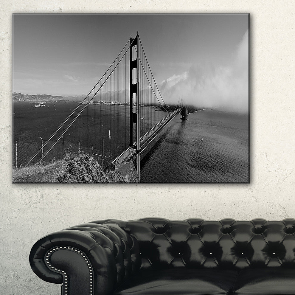 "Golden Gate Bridge in Gray" Panorama Wall Artwork, 40"x20"
