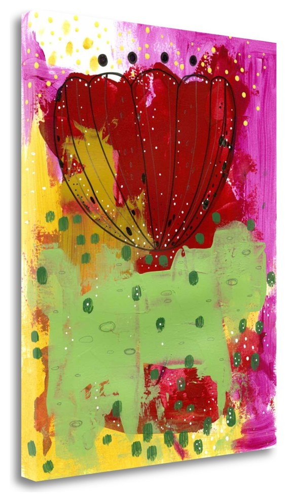 "Red Flower Abstract" By Sarah Ogren, Giclee Print on Gallery Wrap Canvas