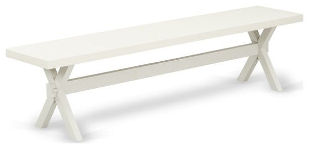 6-Piece Set, Dark Shitake Chairs, Bench and Top Table, Linen White