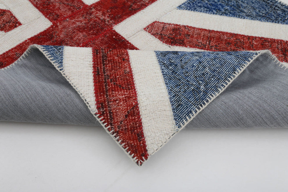 Rug N Carpet - Handwoven Oriental 4' 0'' x 6' 0'' Flag Patchwork Rug