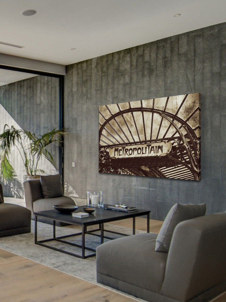 "Paris Metro Sign 3" Painting Print on Wrapped Canvas
