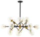 Sparkle Amber Glass And Antique Brass 18 Light Mid-Century Pendant Chandelier