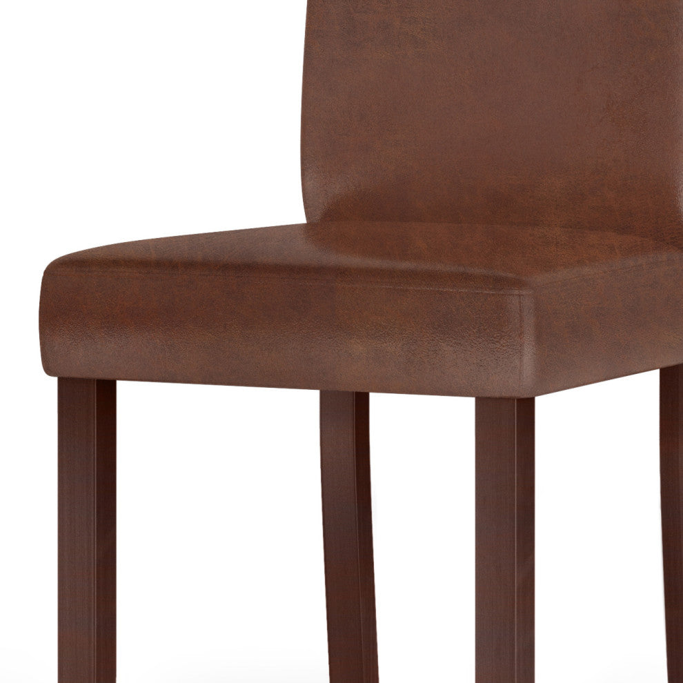 Acadian Solid Hardwood 5 Piece Dining Set, Distressed Saddle Brown