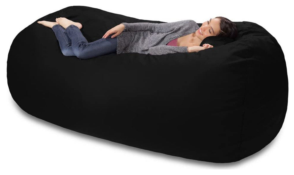Comfortable Bean Bag Chair, Memory foam With Washable Faux Leather Cover, Black