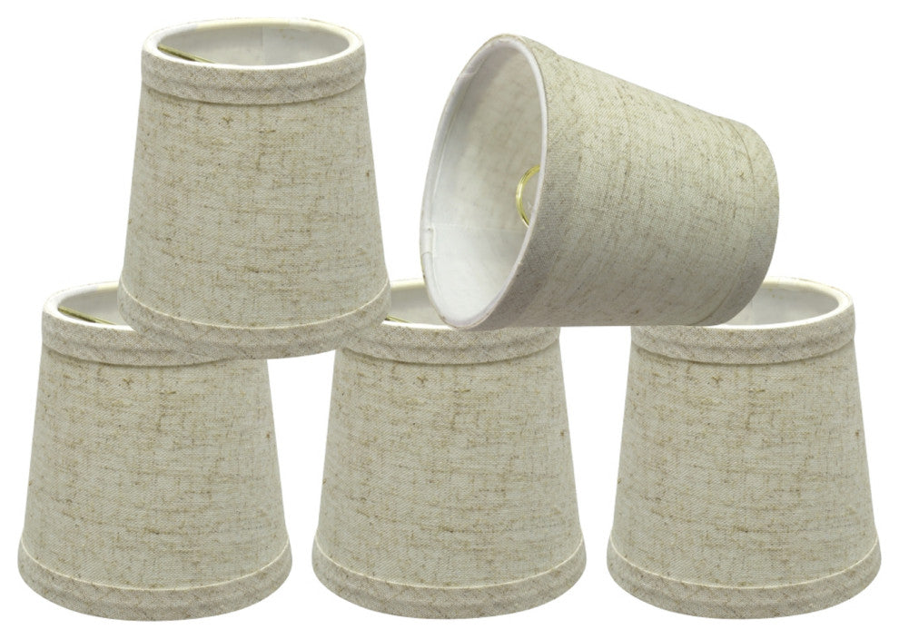 32048-5 Small Hardback Empire  Chandelier Clip On Lamp Shade Beige 3"x4"x4"