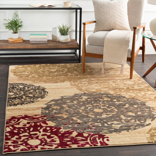 Surya Riley RLY-5051 9'10"x12'10" Rug, Butter/Wheat/Gray/Burgundy/Brown/Olive